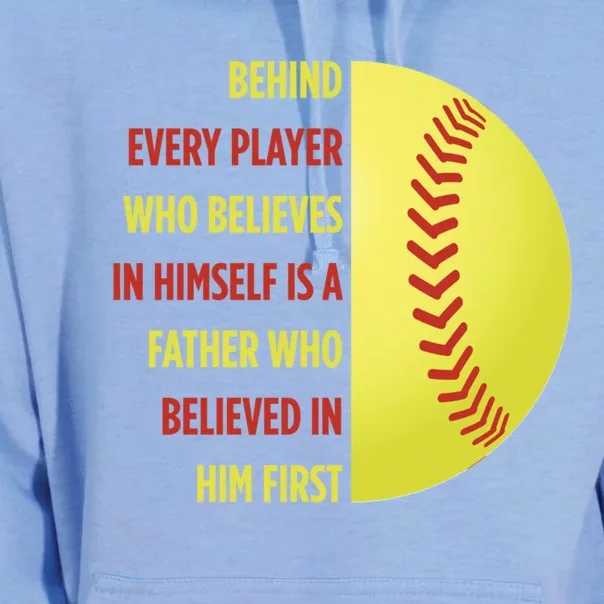 Behind Every Player Is A Father Softball Gift Dad Softball Meaningful Gift Unisex Surf Hoodie