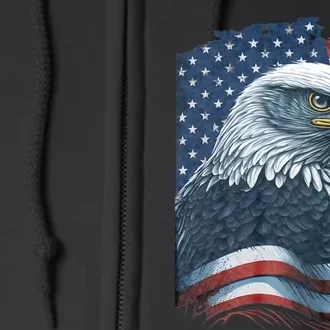 Bald Eagle Proud Patriotic American Us Flag 4th Of July Full Zip Hoodie