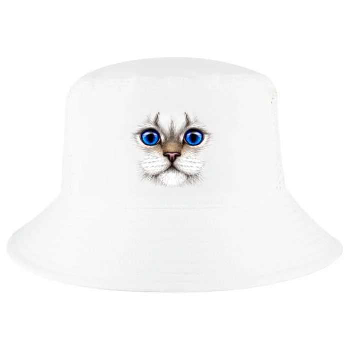 Blue Eyed Realistic Cat Face Cool Comfort Performance Bucket Hat