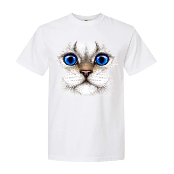 Blue Eyed Realistic Cat Face Garment-Dyed Heavyweight T-Shirt