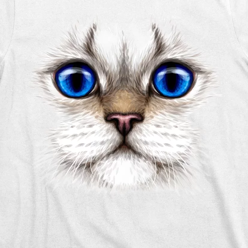 Blue Eyed Realistic Cat Face T-Shirt