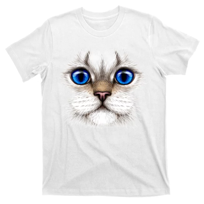 Blue Eyed Realistic Cat Face T-Shirt