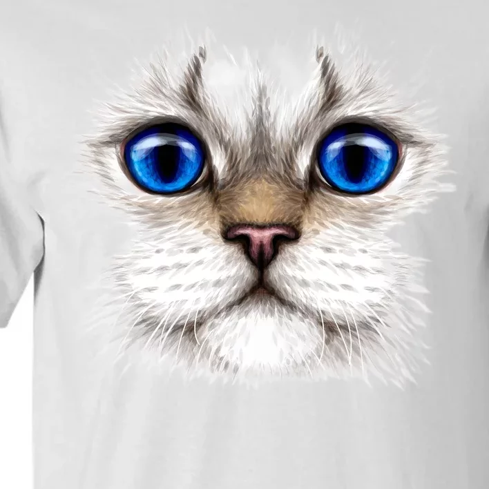 Blue Eyed Realistic Cat Face Tall T-Shirt