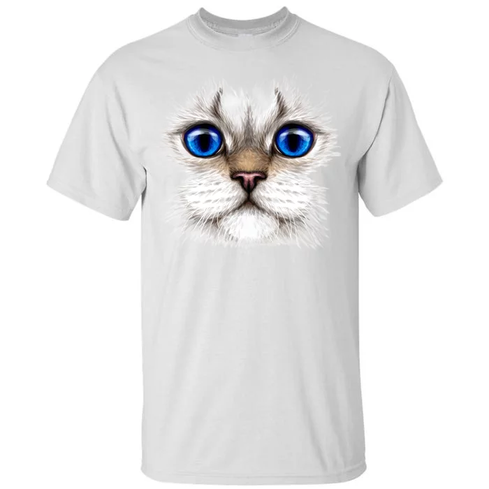 Blue Eyed Realistic Cat Face Tall T-Shirt