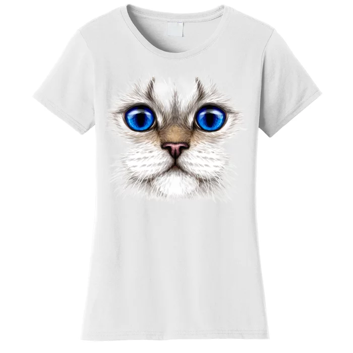 Blue Eyed Realistic Cat Face Women's T-Shirt