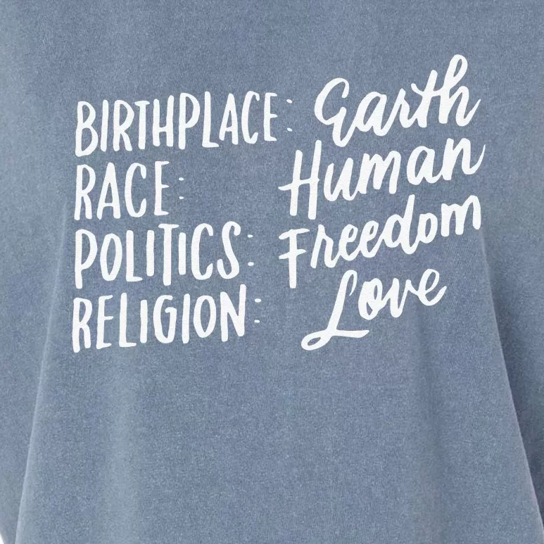 Birthplace Earth Race Human, Humanity, Boho Gifts Garment-Dyed Women's Muscle Tee