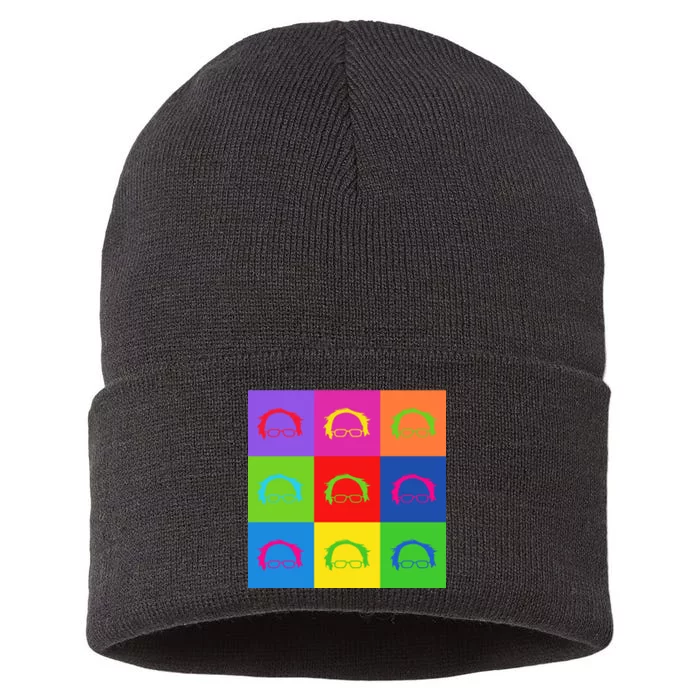 Bernie Sanders Hair Minimalist Pop Art Sustainable Knit Beanie