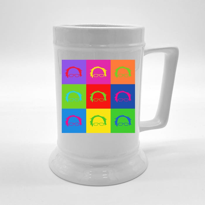 Bernie Sanders Hair Minimalist Pop Art Front & Back Beer Stein