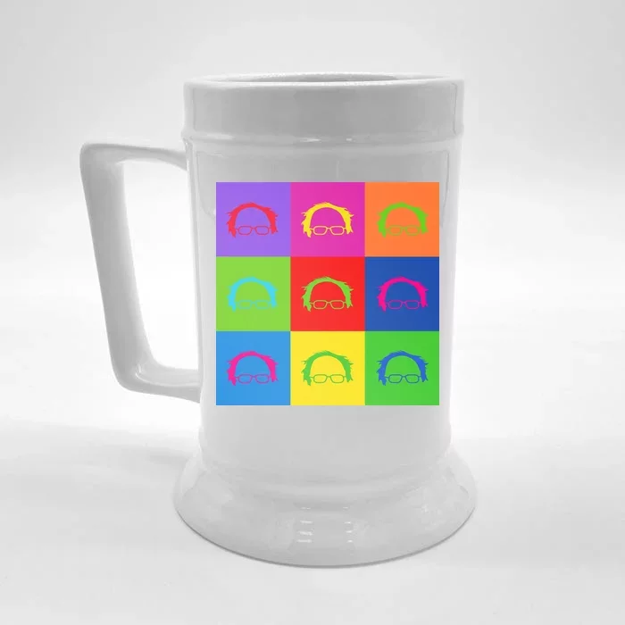 Bernie Sanders Hair Minimalist Pop Art Front & Back Beer Stein