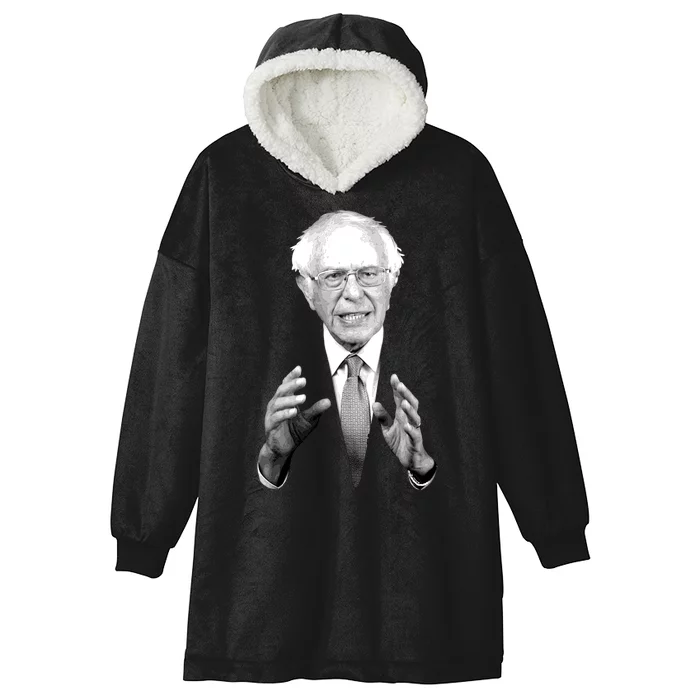 Bernie Sanders Hands Black and White Portrait Hooded Wearable Blanket