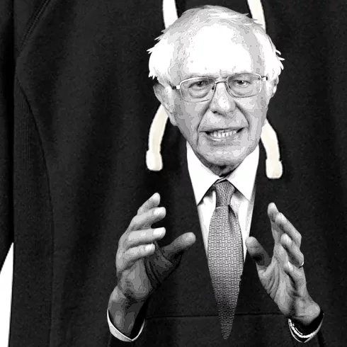 Bernie Sanders Hands Black and White Portrait Women's Fleece Hoodie