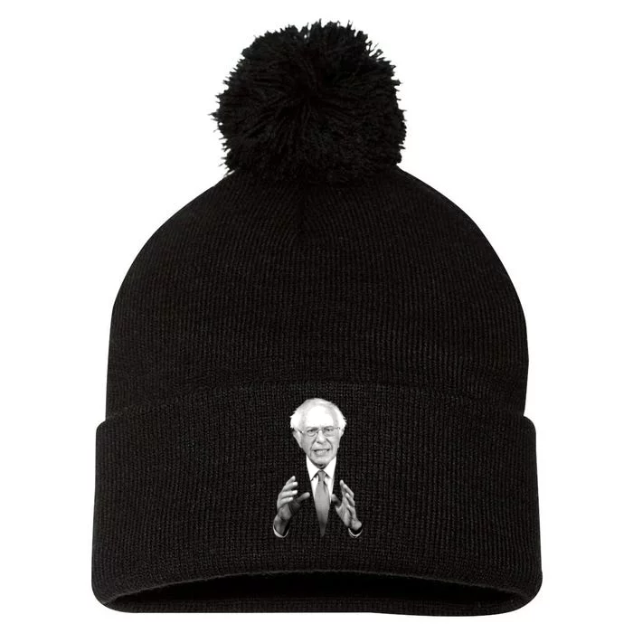 Bernie Sanders Hands Black and White Portrait Pom Pom 12in Knit Beanie