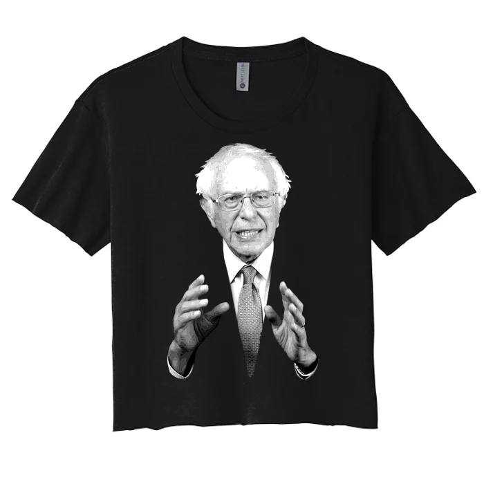 Bernie Sanders Hands Black and White Portrait Women's Crop Top Tee