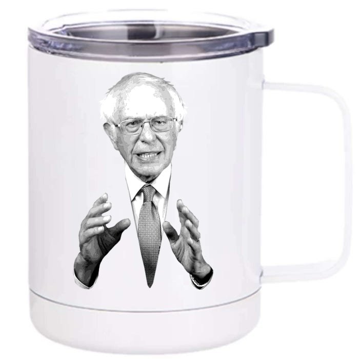 Bernie Sanders Hands Black and White Portrait Front & Back 12oz Stainless Steel Tumbler Cup