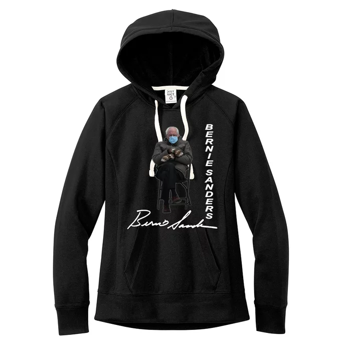 Bernie Sanders Mitten Meme Signature Women's Fleece Hoodie