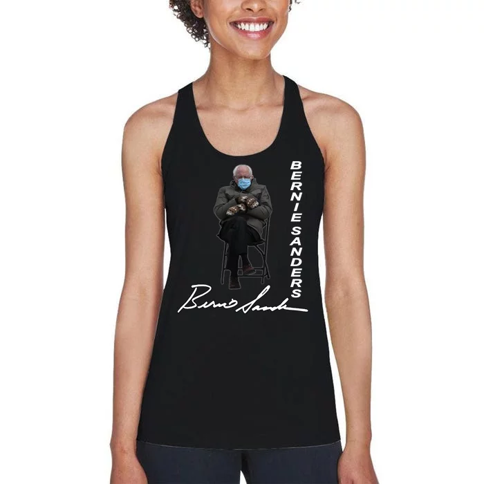 Bernie Sanders Mitten Meme Signature Women's Racerback Tank