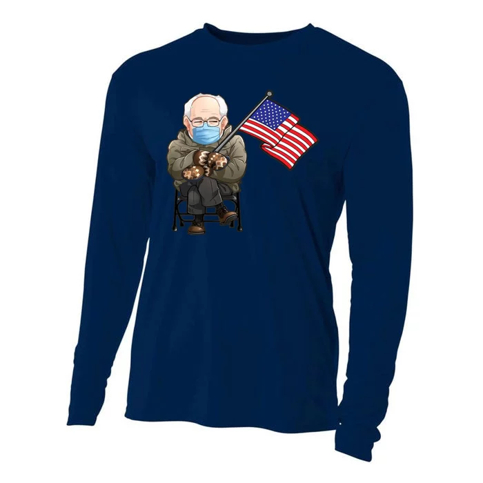 Bernie Sanders Mitten Meme USA Flag Cooling Performance Long Sleeve Crew