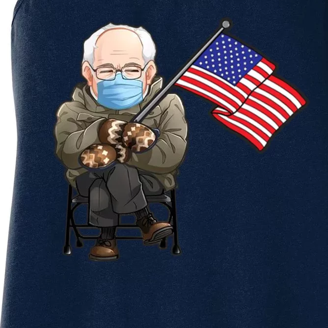 Bernie Sanders Mitten Meme USA Flag Women's Racerback Tank