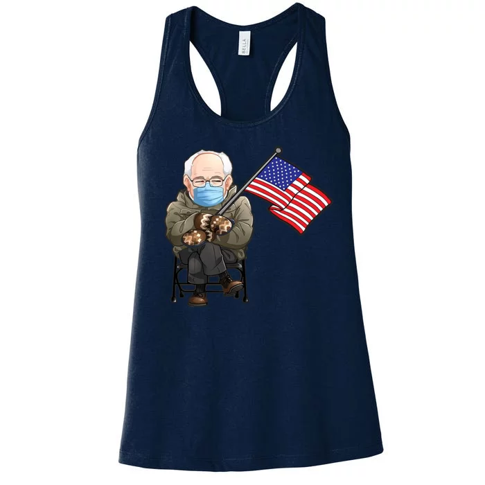 Bernie Sanders Mitten Meme USA Flag Women's Racerback Tank