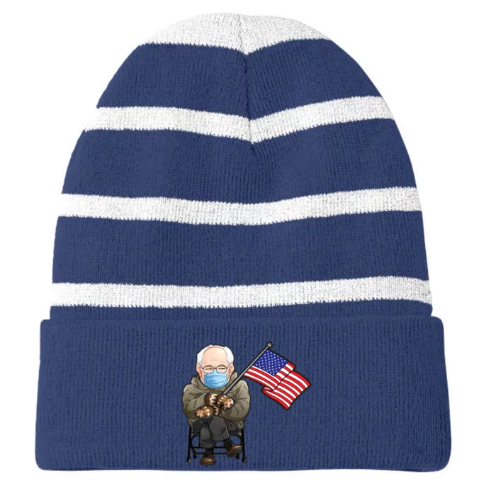 Bernie Sanders Mitten Meme USA Flag Striped Beanie with Solid Band