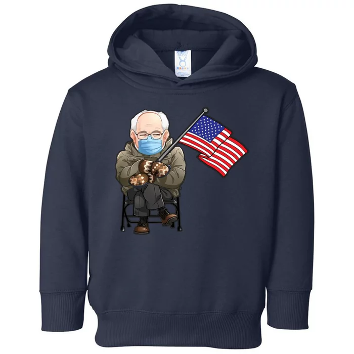 Bernie Sanders Mitten Meme USA Flag Toddler Hoodie