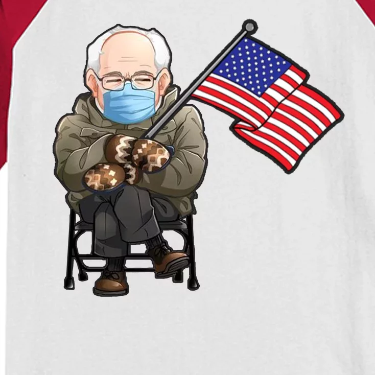 Bernie Sanders Mitten Meme USA Flag Kids Colorblock Raglan Jersey