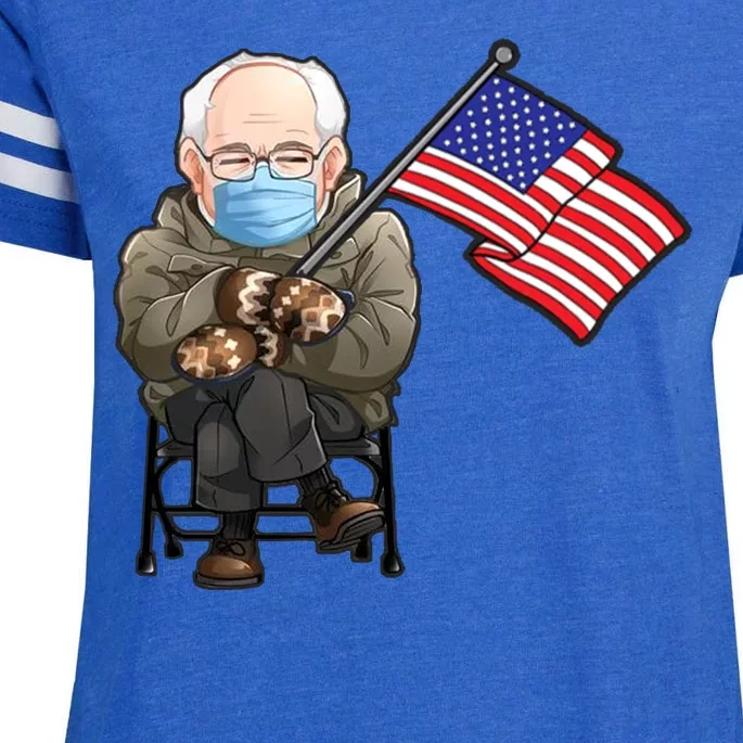 Bernie Sanders Mitten Meme USA Flag Enza Ladies Jersey Football T-Shirt