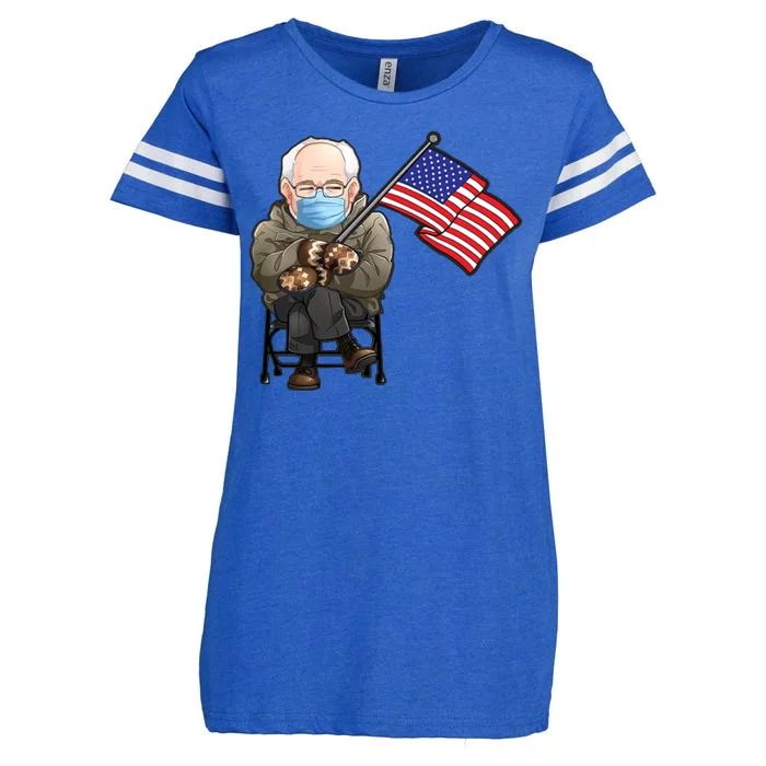 Bernie Sanders Mitten Meme USA Flag Enza Ladies Jersey Football T-Shirt