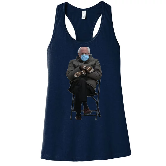 Bernie Sanders Mittens Sitting Inauguration Women's Racerback Tank