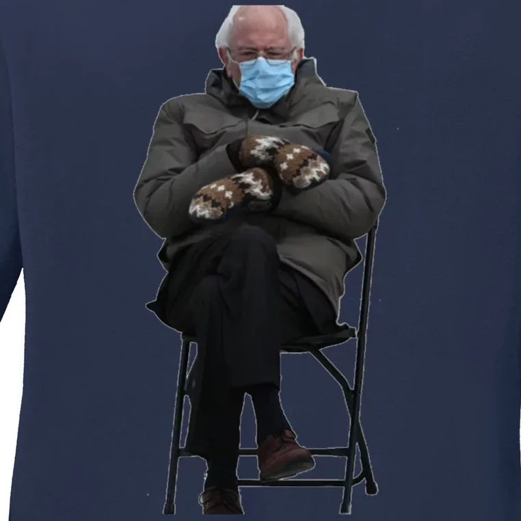 Bernie Sanders Mittens Sitting Inauguration Ladies Long Sleeve Shirt