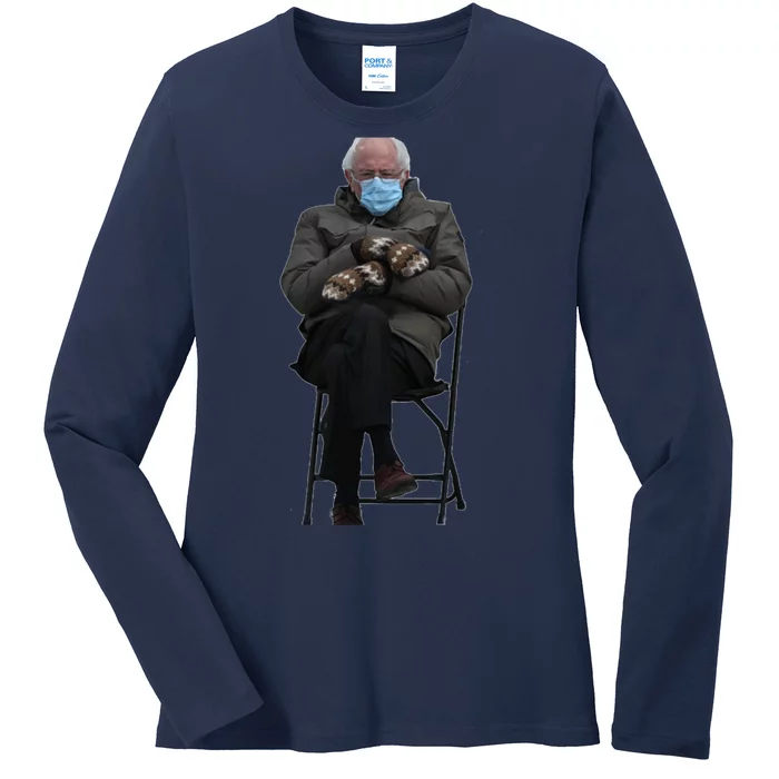 Bernie Sanders Mittens Sitting Inauguration Ladies Long Sleeve Shirt