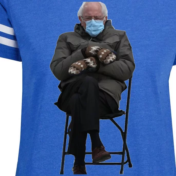 Bernie Sanders Mittens Sitting Inauguration Enza Ladies Jersey Football T-Shirt