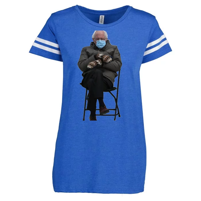 Bernie Sanders Mittens Sitting Inauguration Enza Ladies Jersey Football T-Shirt