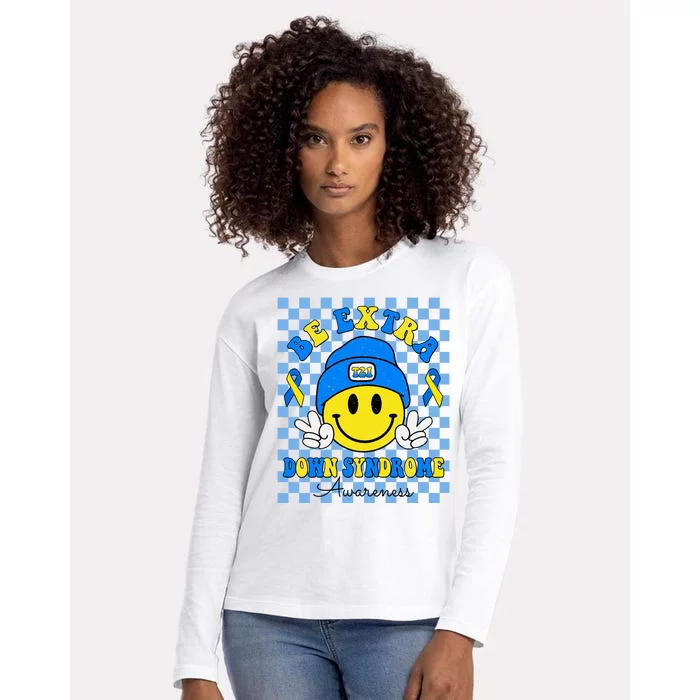 Be Extra Smile Face Down Syndrome Awareness Womens Cotton Relaxed Long Sleeve T-Shirt