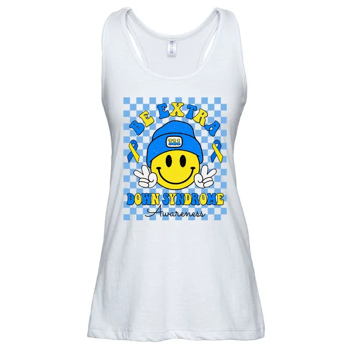 Be Extra Smile Face Down Syndrome Awareness Ladies Essential Flowy Tank