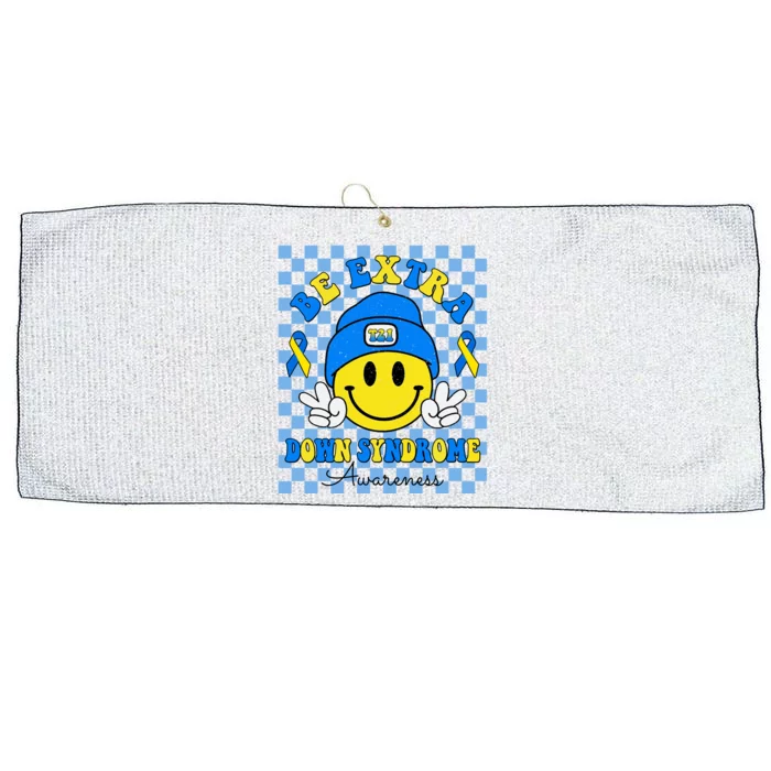 Be Extra Smile Face Down Syndrome Awareness Large Microfiber Waffle Golf Towel