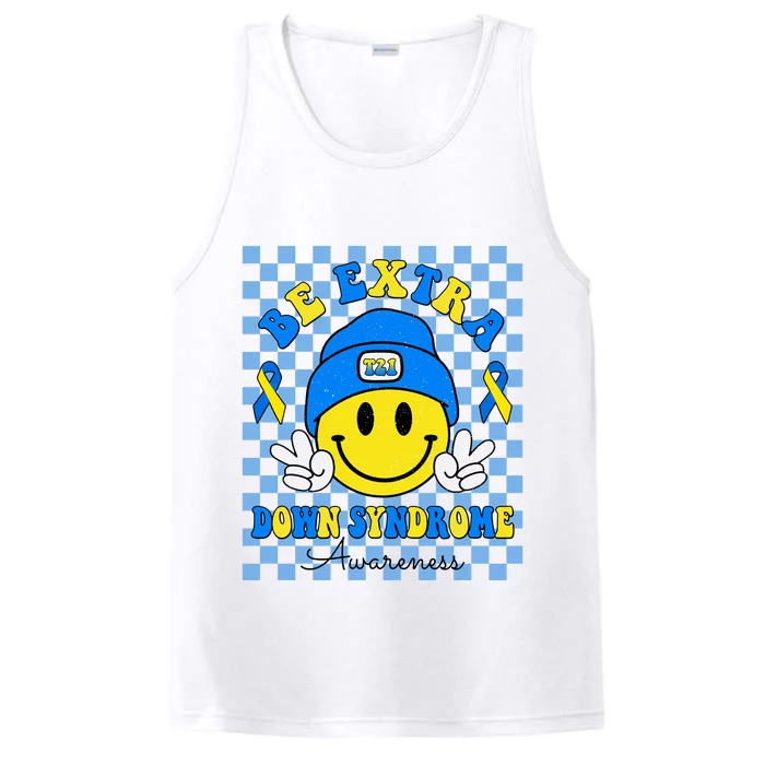 Be Extra Smile Face Down Syndrome Awareness Performance Tank