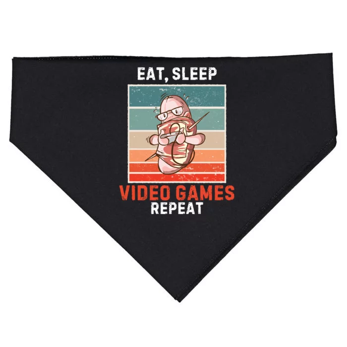 Bacon Eat Sleep Video Games Repeat Vintage Video Games Great Gift USA-Made Doggie Bandana