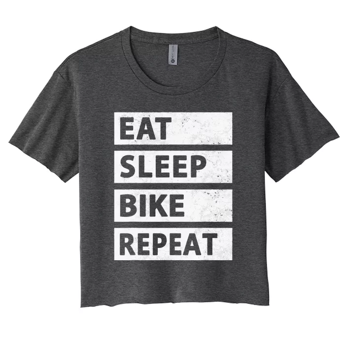 Bicycle Eat Sleep Bike Repeat Cycling Women's Crop Top Tee