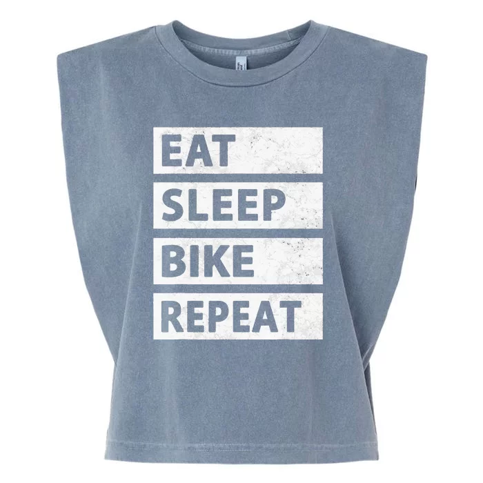 Bicycle Eat Sleep Bike Repeat Cycling Garment-Dyed Women's Muscle Tee