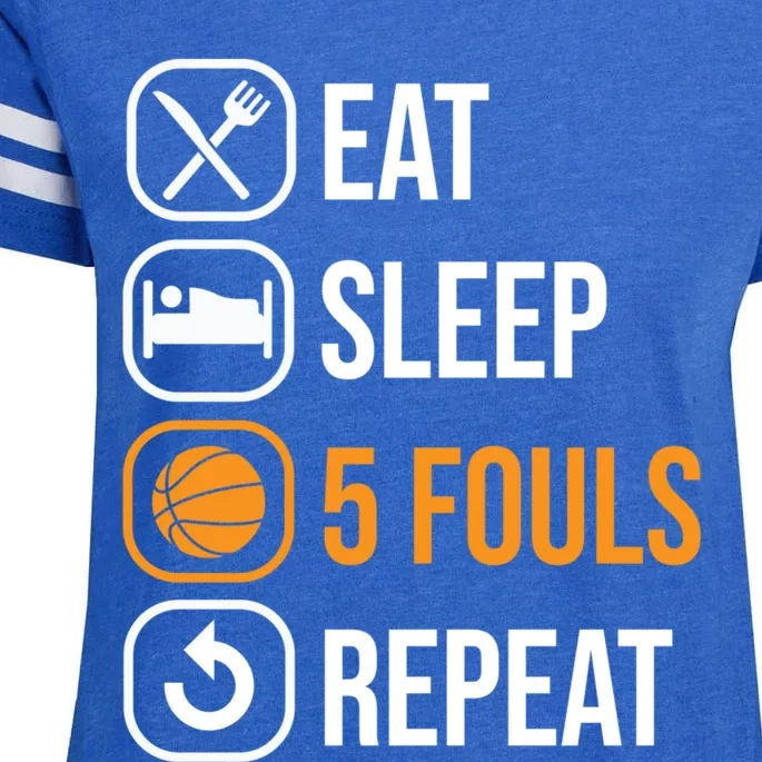 Basketball Eat Sleep 5 Fouls Repeat - Funny Basketball Enza Ladies Jersey Football T-Shirt