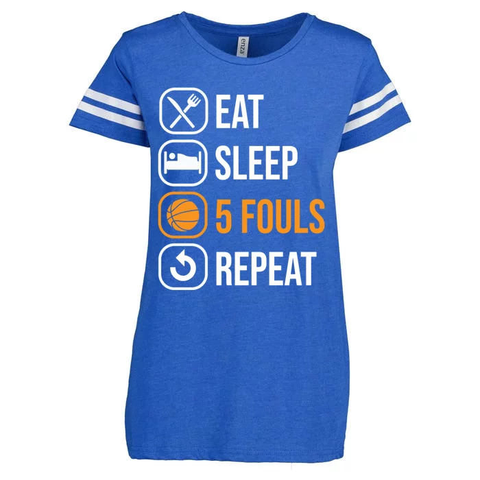 Basketball Eat Sleep 5 Fouls Repeat - Funny Basketball Enza Ladies Jersey Football T-Shirt