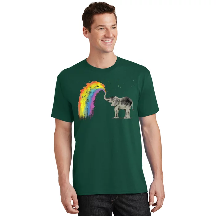 Baby Elephant Spraying Rainbow T-Shirt