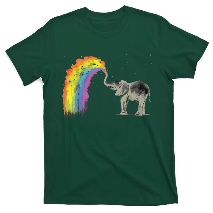 Baby Elephant Spraying Rainbow T-Shirt