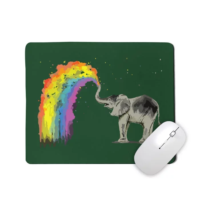 Baby Elephant Spraying Rainbow Mousepad