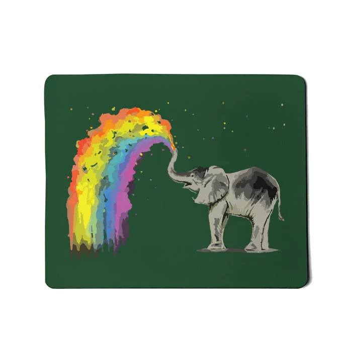 Baby Elephant Spraying Rainbow Mousepad