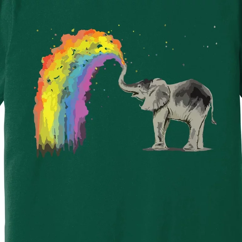 Baby Elephant Spraying Rainbow Premium T-Shirt