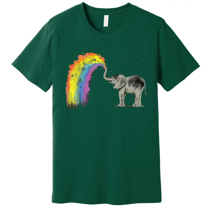 Baby Elephant Spraying Rainbow Premium T-Shirt