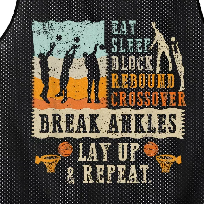 Basketball Eat Sleep Block Rebound Crossover Break Ankles Mesh Reversible Basketball Jersey Tank