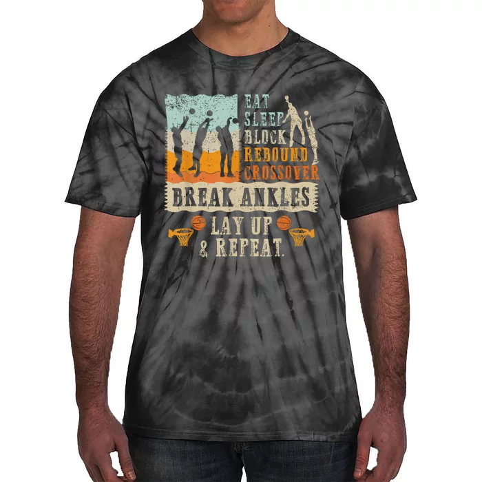 Basketball Eat Sleep Block Rebound Crossover Break Ankles Tie-Dye T-Shirt